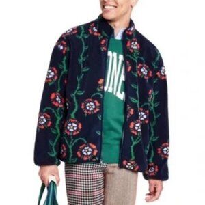 Rowing Blazers rose floral fleece zip up jacket coat men's XL academia preppy